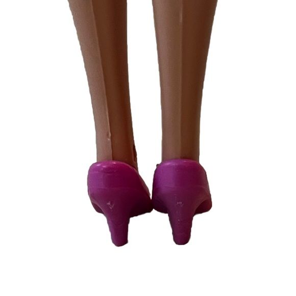 Vintage Barbie Fashion Doll Shoes Bow Tie High Heel Pumps Plum Pink 1980s-90s - Picture 3 of 5